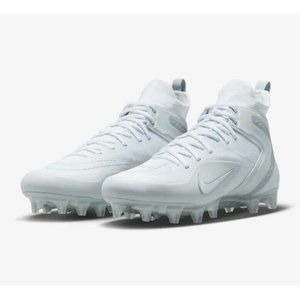 NIKE ALPHA HUARACHE 8 ELITE LACROSSE FOOTBALL WHITE/SILVER MEN'S Sizes NWOB